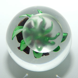Controlled bubble with Purple and Green Flower large paperweight
