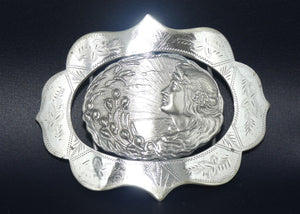 Art Nouveau Silver Plated Ladies Belt Buckle