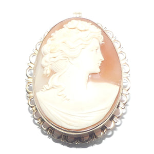 Superb Shell Cameo in elaborate 9ct Gold surround | Brooch or Pendant