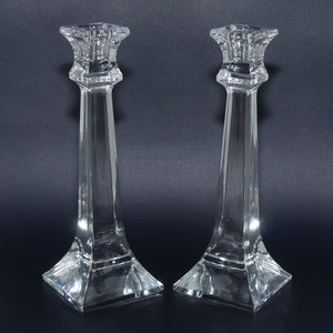 Vintage Crystal pair of square base candlesticks