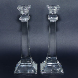 Vintage Crystal pair of square base candlesticks