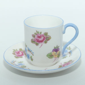 Shelley Canterbury shape miniature Pansy, Rose, Forget Me Not duo