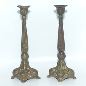 Pair of Victorian style Cast brass candlesticks
