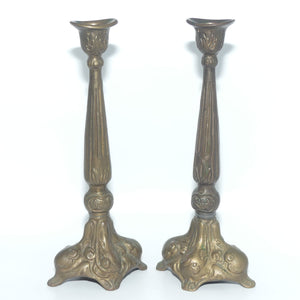 Pair of Victorian style Cast brass candlesticks