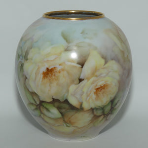 Australian China Painted vase | depicting Camellias by M Buckler 1978