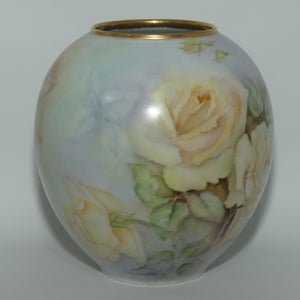 Australian China Painted vase | depicting Camellias by M Buckler 1978
