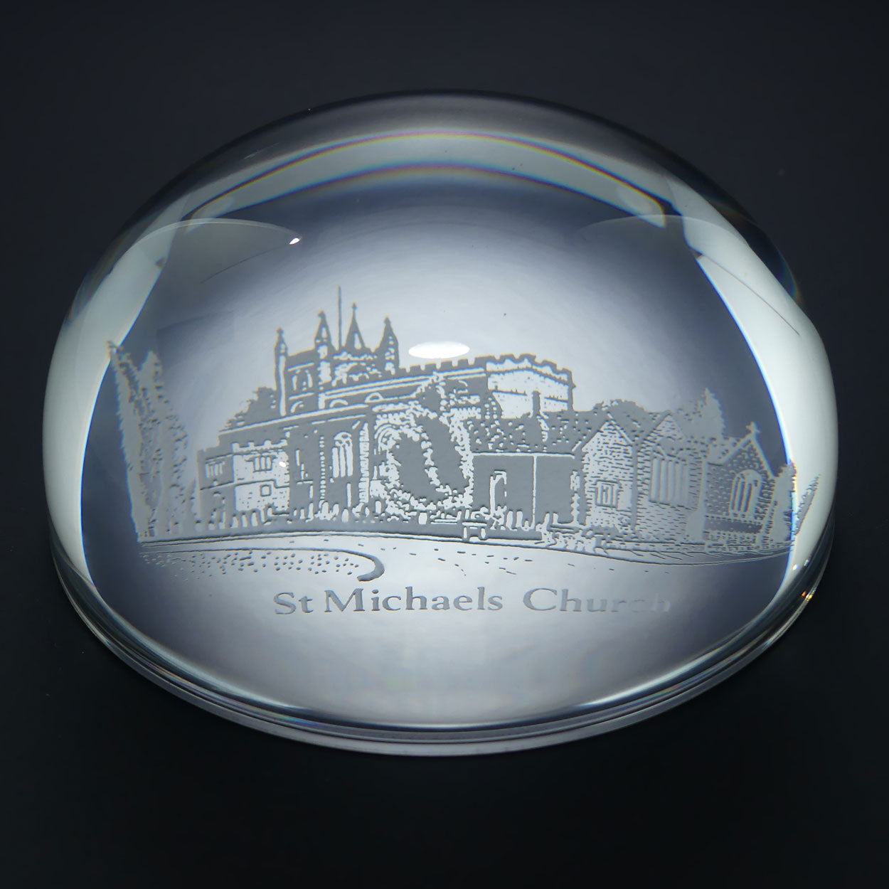 Glass Dome St Michaels Church paperweight Roundabout Antiques