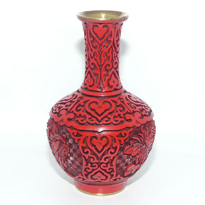 Cinnabar on Brass  Floral design vase