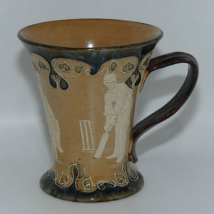 Doulton Lambeth stoneware Cricket ale tankard | Batsman Bowler Wicketkeeper