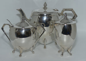 Crusader Plate EPNS A1 3 piece tea service | Mid Century Modernist design