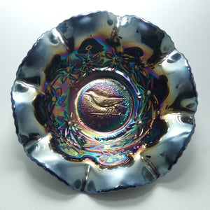 Australian Carnival Glass | Dark Magpie nappy bowl 