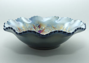 Australian Carnival Glass | Dark Piping Shrike nappy bowl