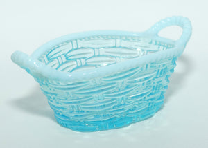 Turquoise and Vaseline Glass twin handle basket | Davidson