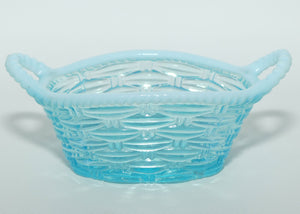 Turquoise and Vaseline Glass twin handle basket | Davidson