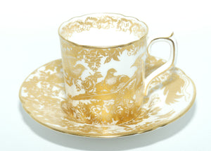 Royal Crown Derby Gold Aves demi tasse coffee duo