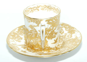 Royal Crown Derby Gold Aves demi tasse coffee duo