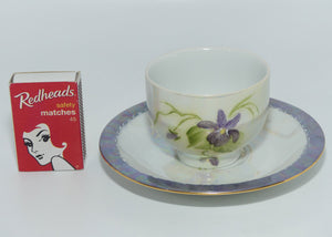 Australian China Painting Violets and lustre duo | signed P Ditchfield Sydney 1986