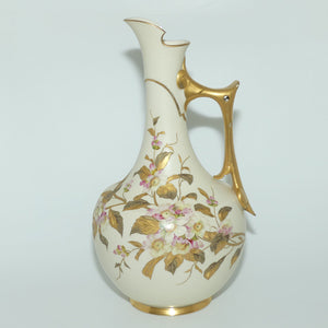 Royal Worcester Blush Ivory and gilt hand painted floral jug with Dogwood Roses | 33cm tall