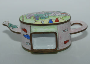 Collectors Enamel on Copper miniature tea pot