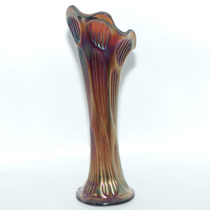 Fenton Diamond and Rib Amethyst Carnival Glass vase | 28cm | Thick