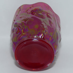 Fenton 1990 vintage Red Carnival glass vase | Atlantis pattern