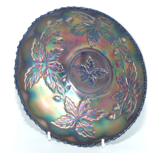 Fenton Carnival Glass Green on Blue Autumn Acorns bowl