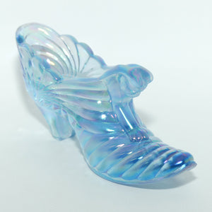 Fenton 1990 vintage Pale Blue Carnival Glass Cat slipper