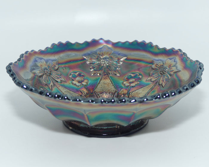 Fenton Blue Green Carnival Little Flowers bowl | 14cm