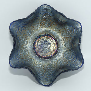 Fenton Blue Carnival Glass Persian Medallion bowl | 15cm+