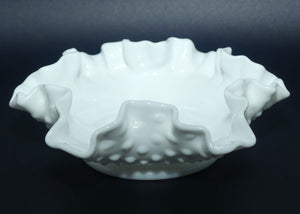 Fenton Glass white hobnail ruffled bowl | 14.5cm