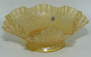 Fenton Yellow Stretch Carnival Glass 3 trumpet epergne | Optic Lace