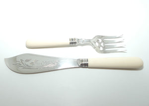 Pair of Silver Plated Porcelain handled Fish Servers
