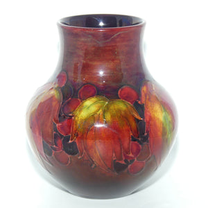 William Moorcroft Flambe Leaves and Fruit bulbous base vase