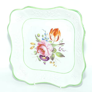 Early Victorian Floral Sprays square bowl | #1 | Floral motif embossed low relief