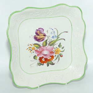 Early Victorian Floral Sprays square bowl | #2 | Floral motif embossed low relief