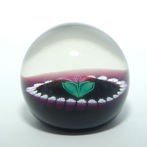 Caithness Glass Lampwork Flower and Millefiori Torsade medium paperweight