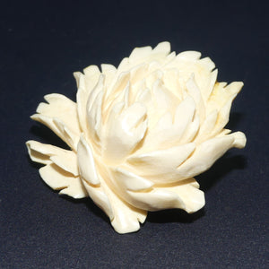 Heavily Carved Ivory Floral Brooch