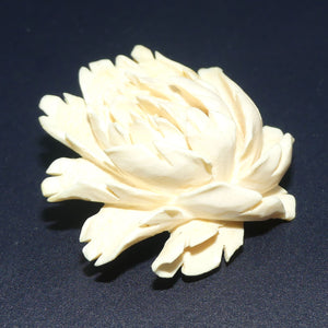 Heavily Carved Ivory Floral Brooch