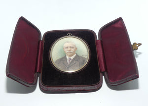 19th Century Framed Miniature Portrait in Folding Leather Case | Walter Francis Scott Hetherington
