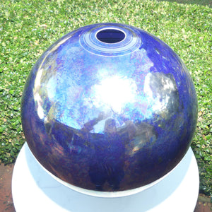 Monumental Australian Studio Art Pottery Andrew Gibson Lustre Blue and Metallic Shimmer vase