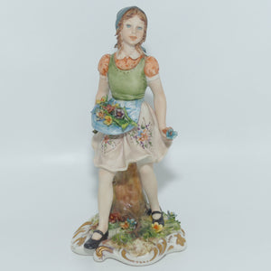 Capodimonte figure signed Sandro | Girl with Flowers