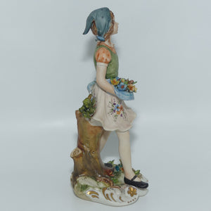 Capodimonte figure signed Sandro | Girl with Flowers