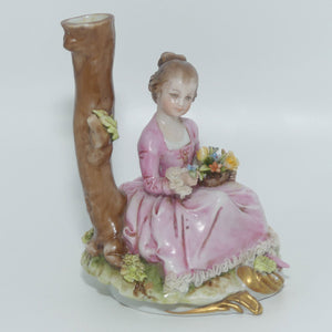 Capodimonte figure signed D Bellaire | Girl with Flowers beside Tree
