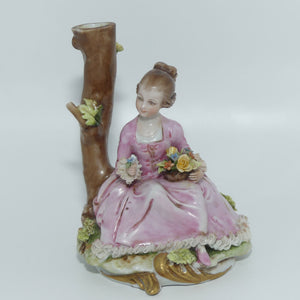 Capodimonte figure signed D Bellaire | Girl with Flowers beside Tree