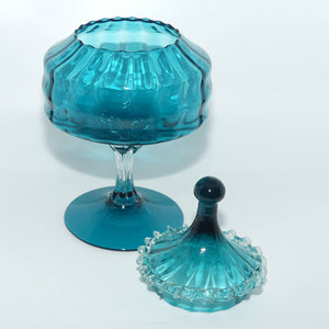 Vintage MCM Empoli Decorative Glass Lidded Candy Jar | Teal
