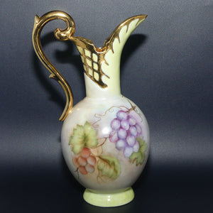 Australian China Painting ewer with Grape and Vine design and high gilt handle | J Butcher 1977