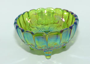 Indiana Glass | Green Grape and Vine large oval bowl with 4 feet