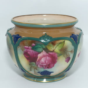 Royal Worcester James Hadley Rose small fern pot | signed A Hood