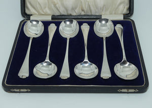 Hardy Brothers Silver Plate | set of 6 Soup Spoons | boxed