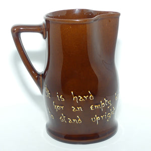 Royal Doulton Kingsware jug | Hogarth | Middle | Motto: It is Hard for an Empty Bag to Stand Upright
